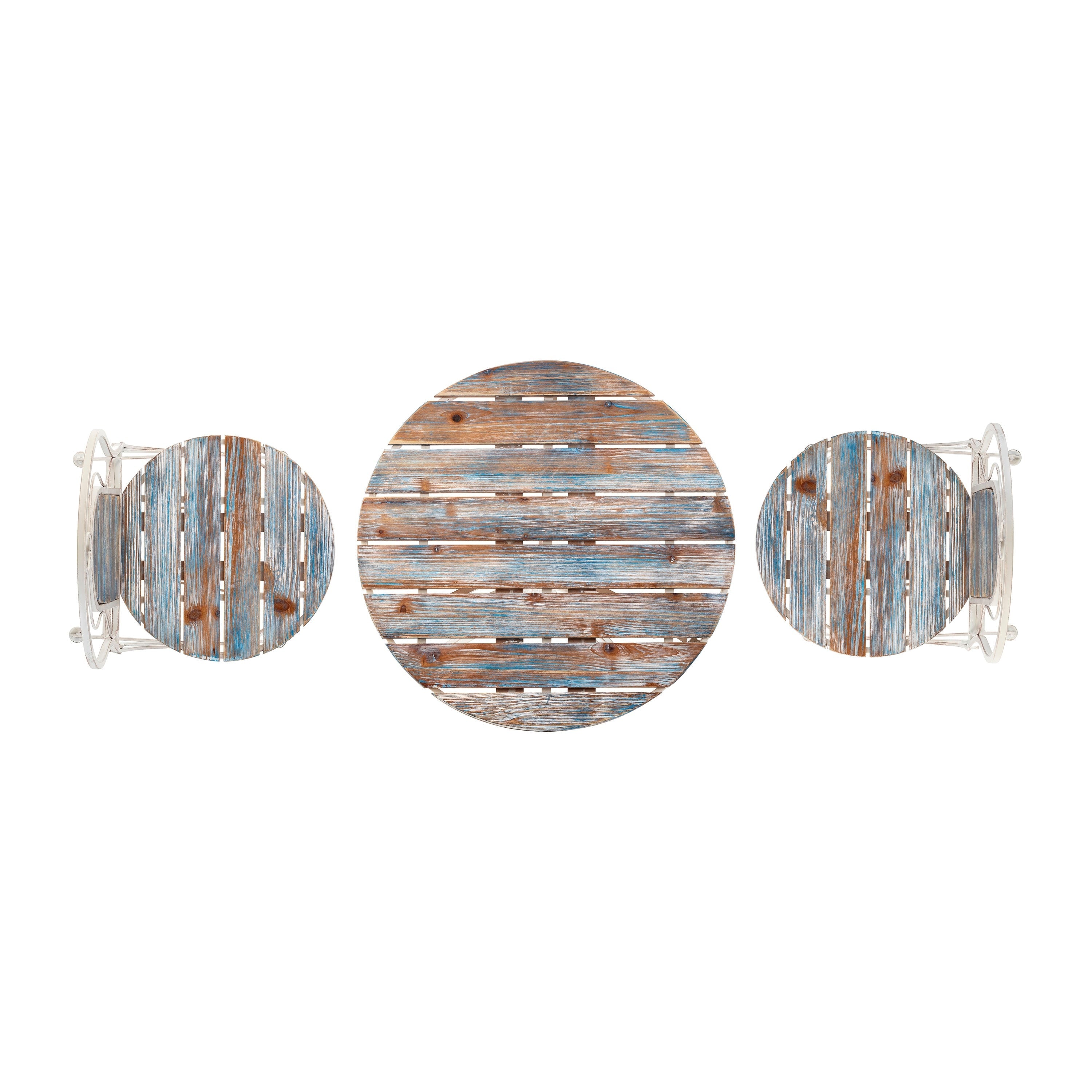 Ensemble bistrot intérieur/extérieur 3 pièces en bois et métal Alpine Corporation, table et chaises pliantes, sièges de patio