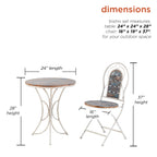 Ensemble bistrot intérieur/extérieur 3 pièces en bois et métal Alpine Corporation, table et chaises pliantes, sièges de patio