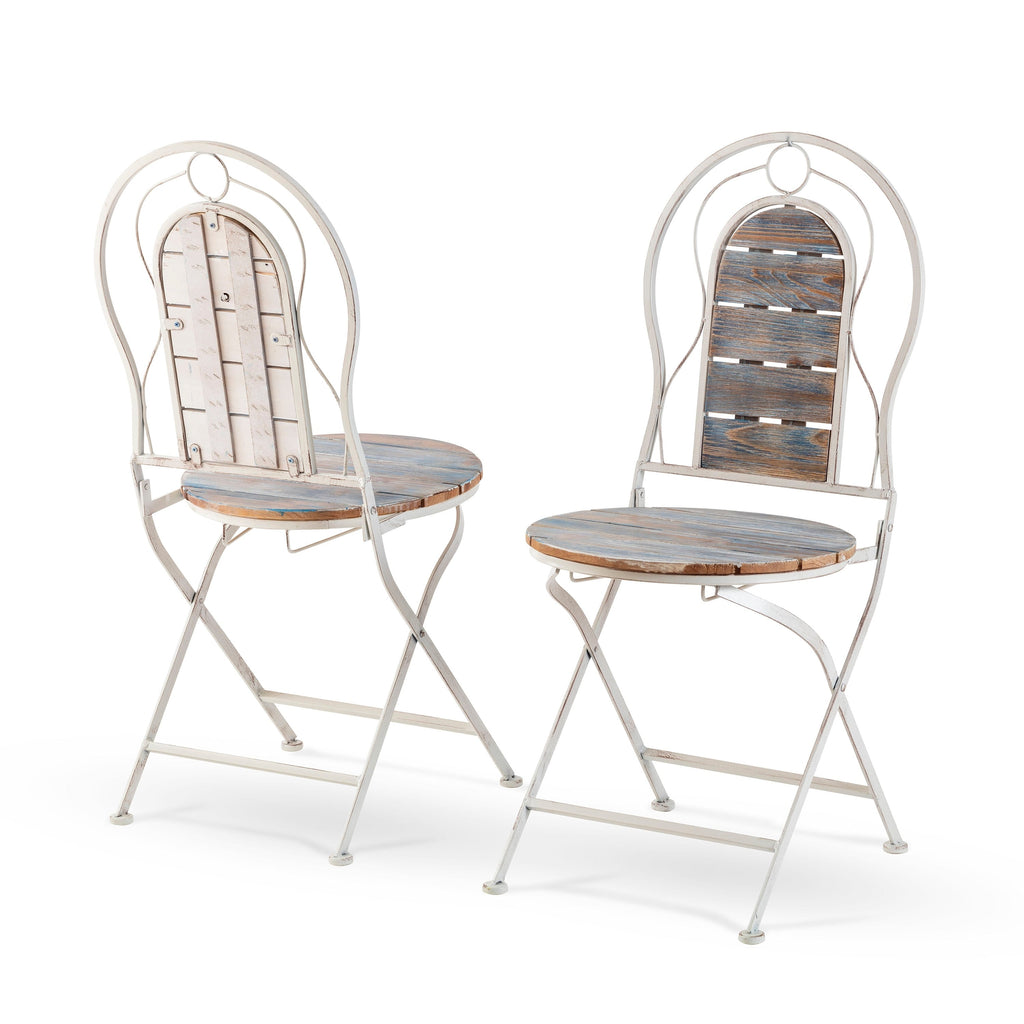 Ensemble bistrot intérieur/extérieur 3 pièces en bois et métal Alpine Corporation, table et chaises pliantes, sièges de patio