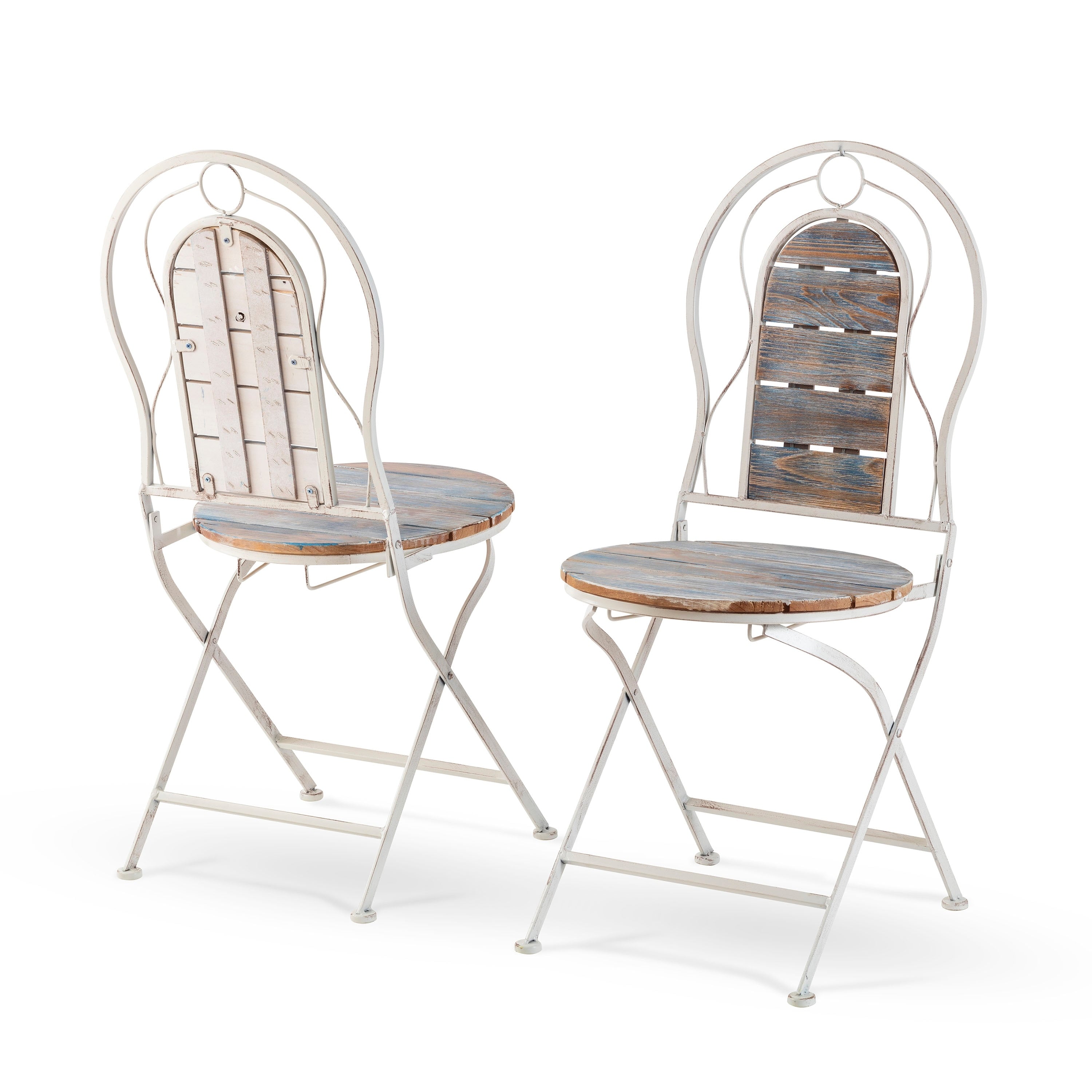 Ensemble bistrot intérieur/extérieur 3 pièces en bois et métal Alpine Corporation, table et chaises pliantes, sièges de patio