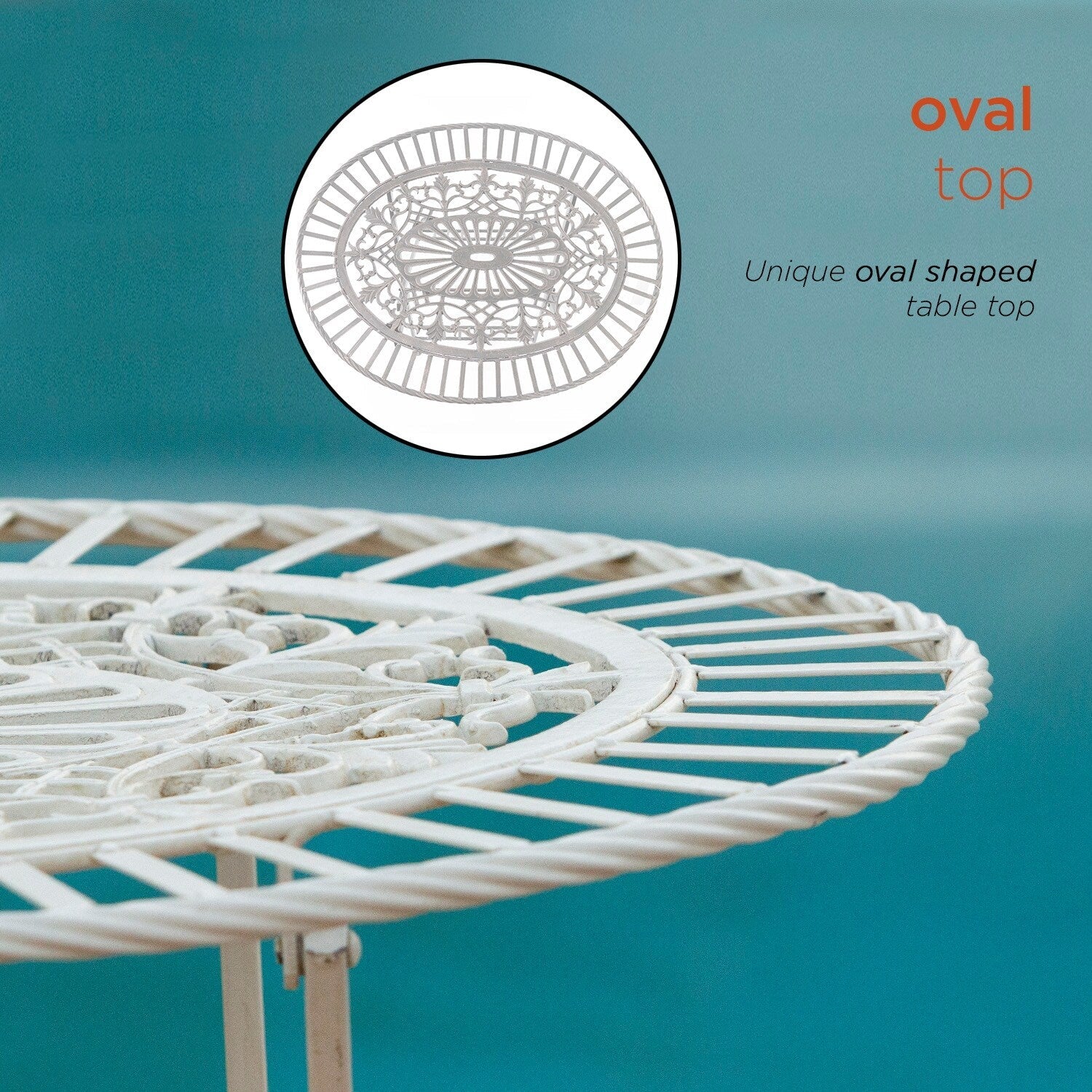 Ensemble bistrot intérieur/extérieur 3 pièces Alpine Corporation, table et chaises pliantes, blanc