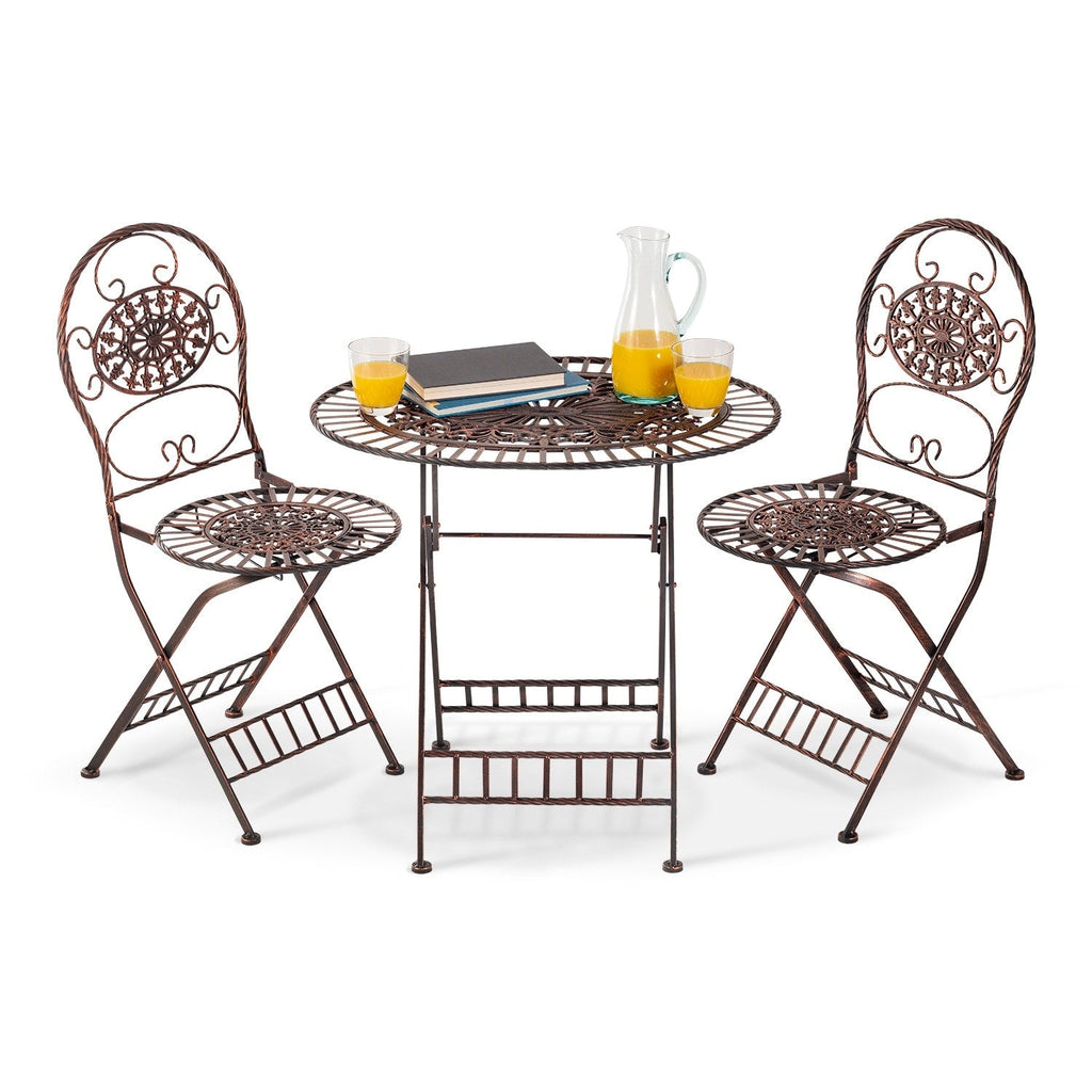 Ensemble bistrot ovale intérieur/extérieur 3 pièces Alpine Corporation, table pliante et chaises de patio, bronze