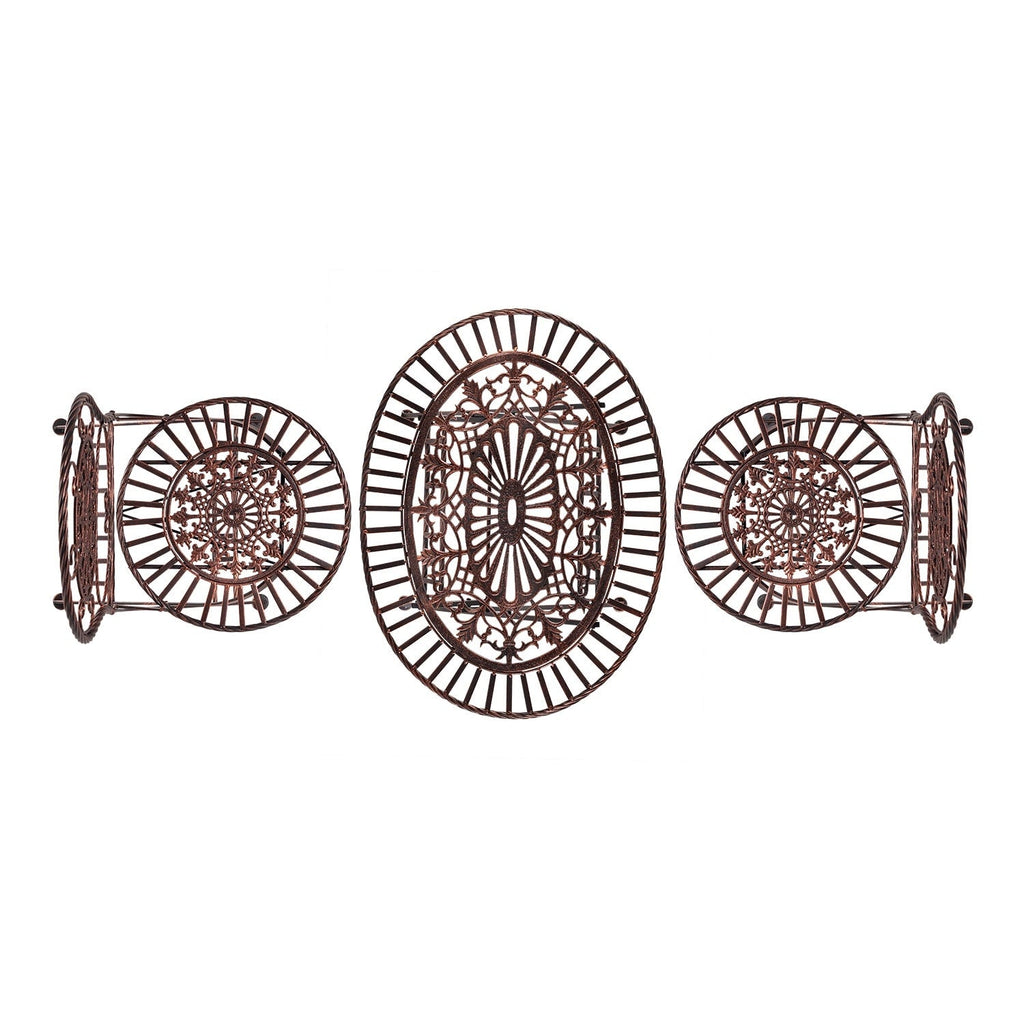 Ensemble bistrot ovale intérieur/extérieur 3 pièces Alpine Corporation, table pliante et chaises de patio, bronze