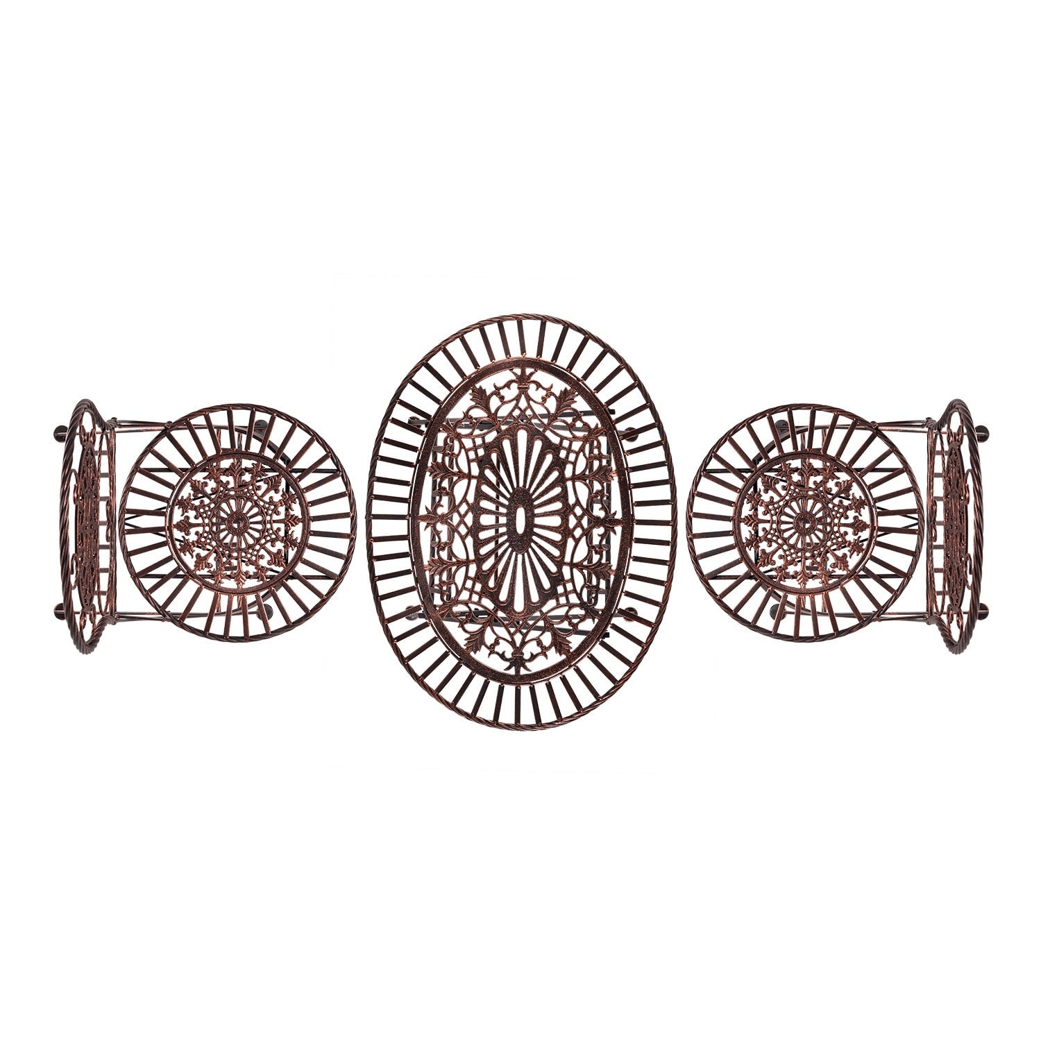 Ensemble bistrot ovale intérieur/extérieur 3 pièces Alpine Corporation, table pliante et chaises de patio, bronze