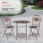 Ensemble bistrot ovale intérieur/extérieur 3 pièces Alpine Corporation, table pliante et chaises de patio, bronze