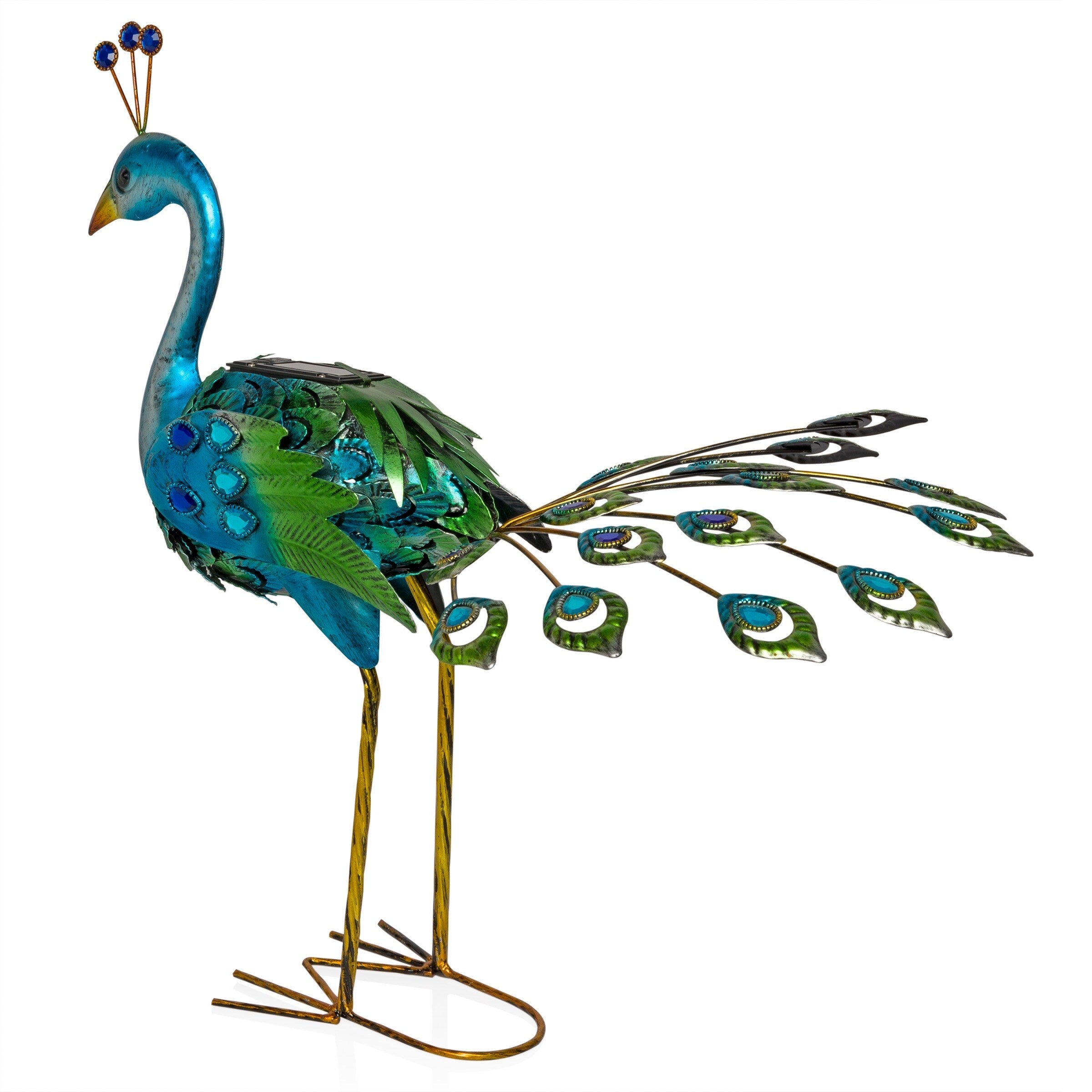 Statue de paon métallique d'extérieur de grande taille, multicolore, pour décoration de jardin