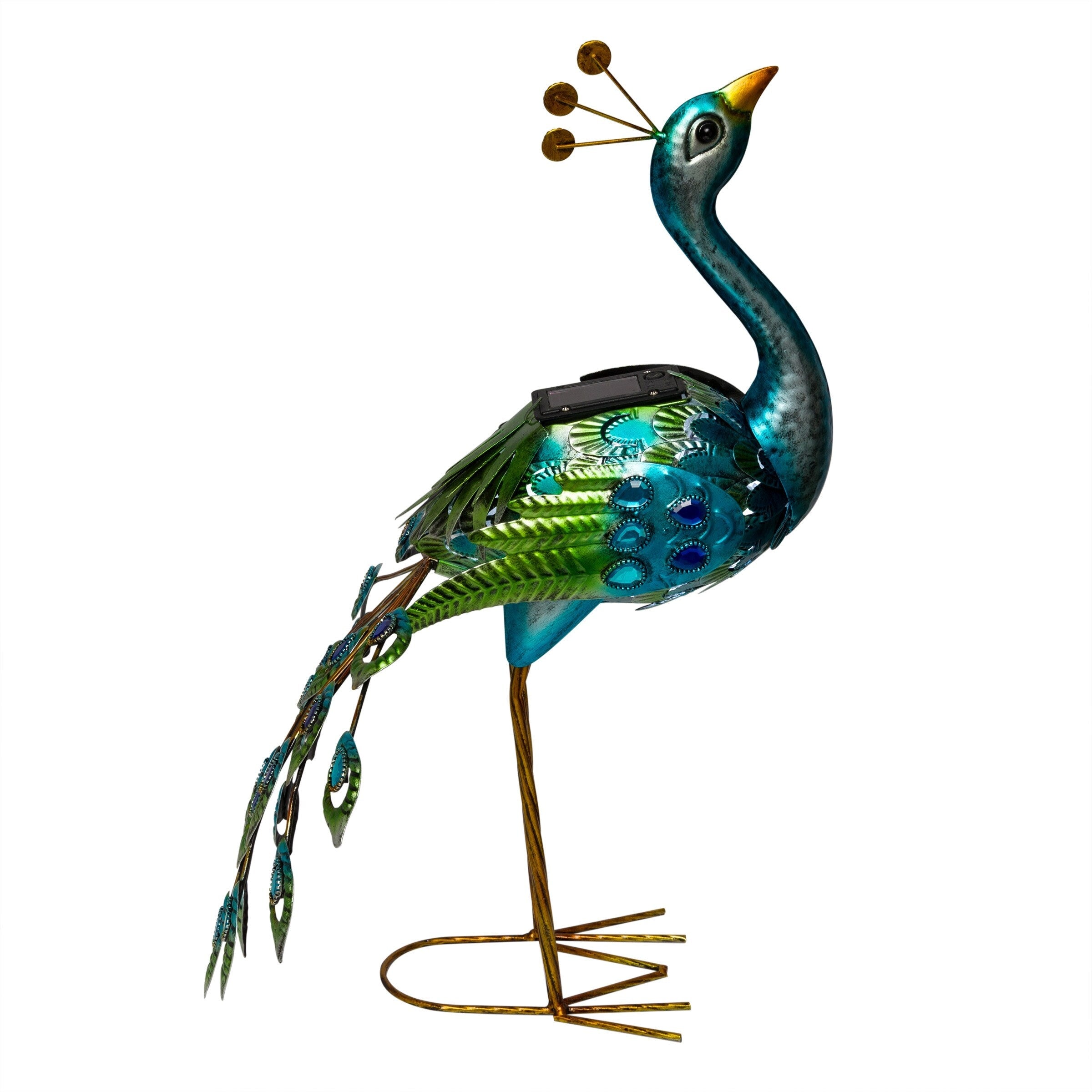 Statue de paon métallique d'extérieur de grande taille, multicolore, pour décoration de jardin