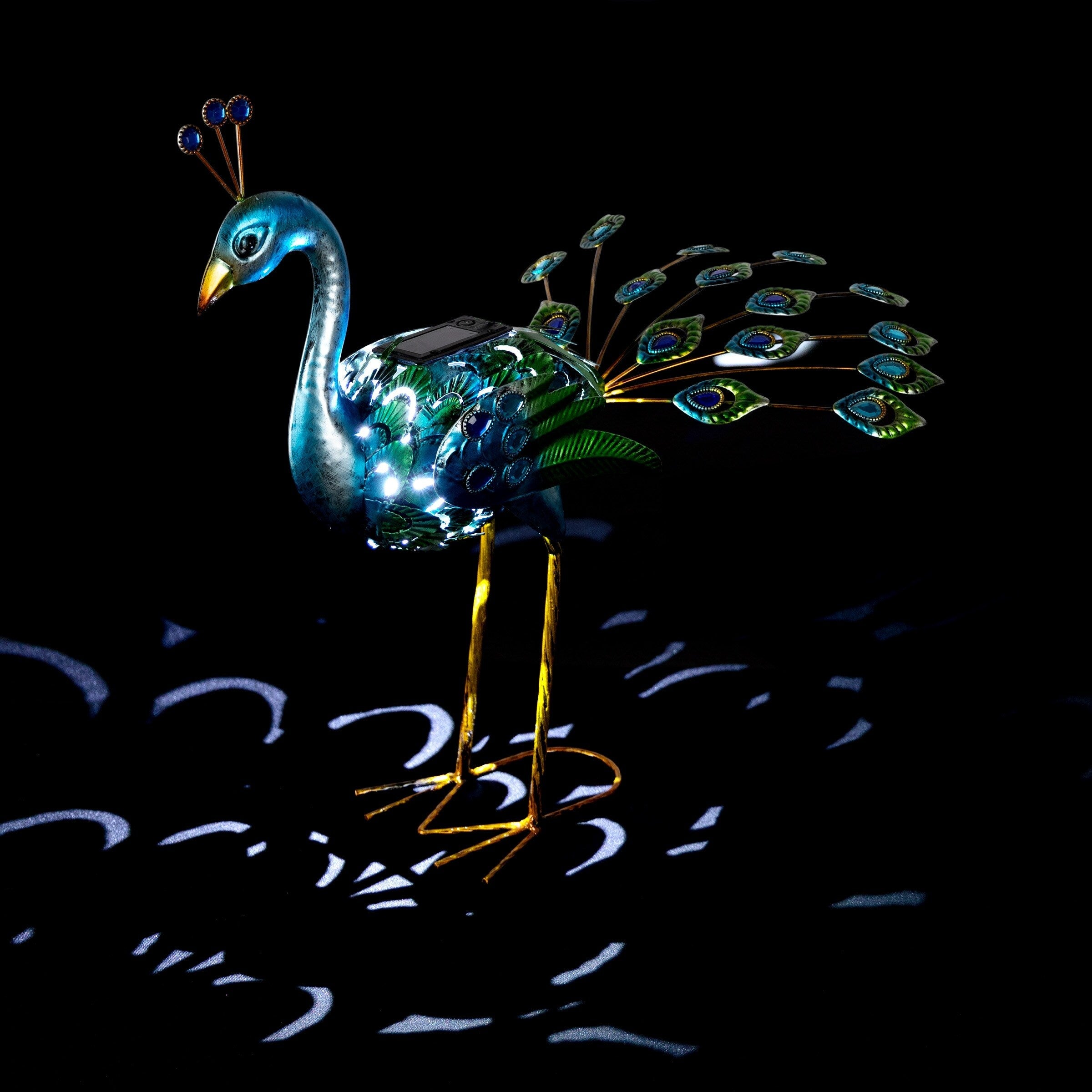 Statue de paon métallique d'extérieur de grande taille, multicolore, pour décoration de jardin