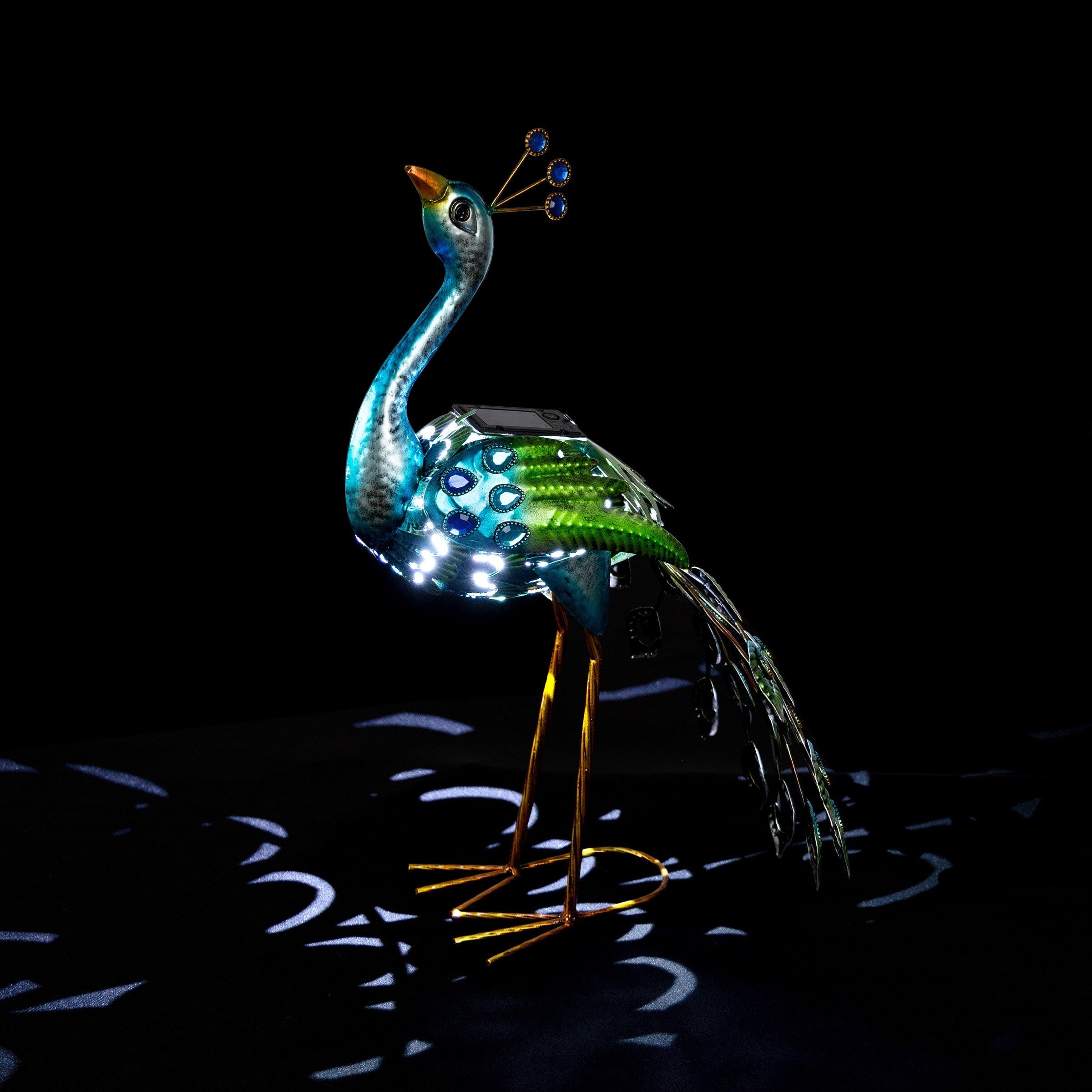 Statue de paon métallique d'extérieur de grande taille, multicolore, pour décoration de jardin