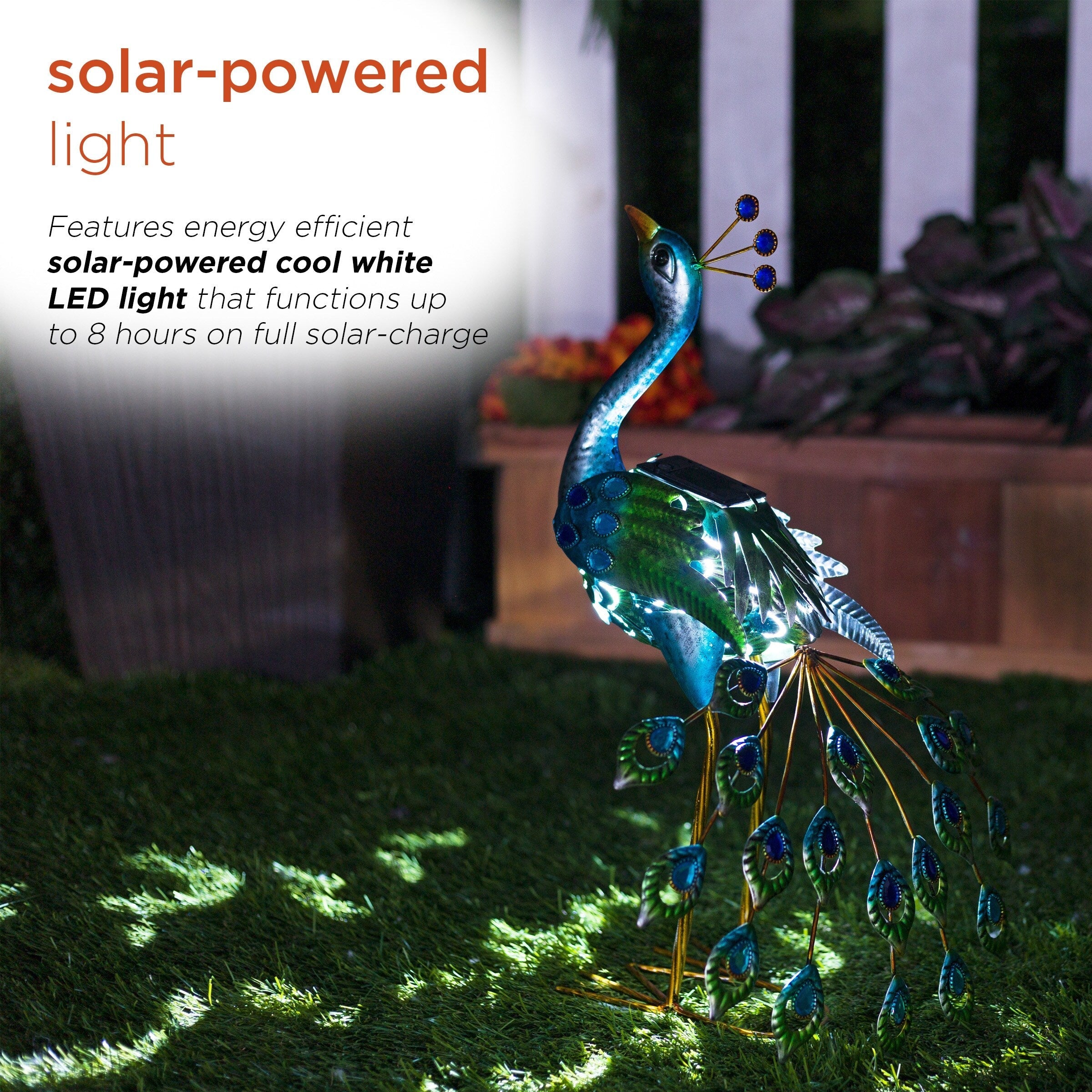 Statue de paon métallique d'extérieur de grande taille, multicolore, pour décoration de jardin