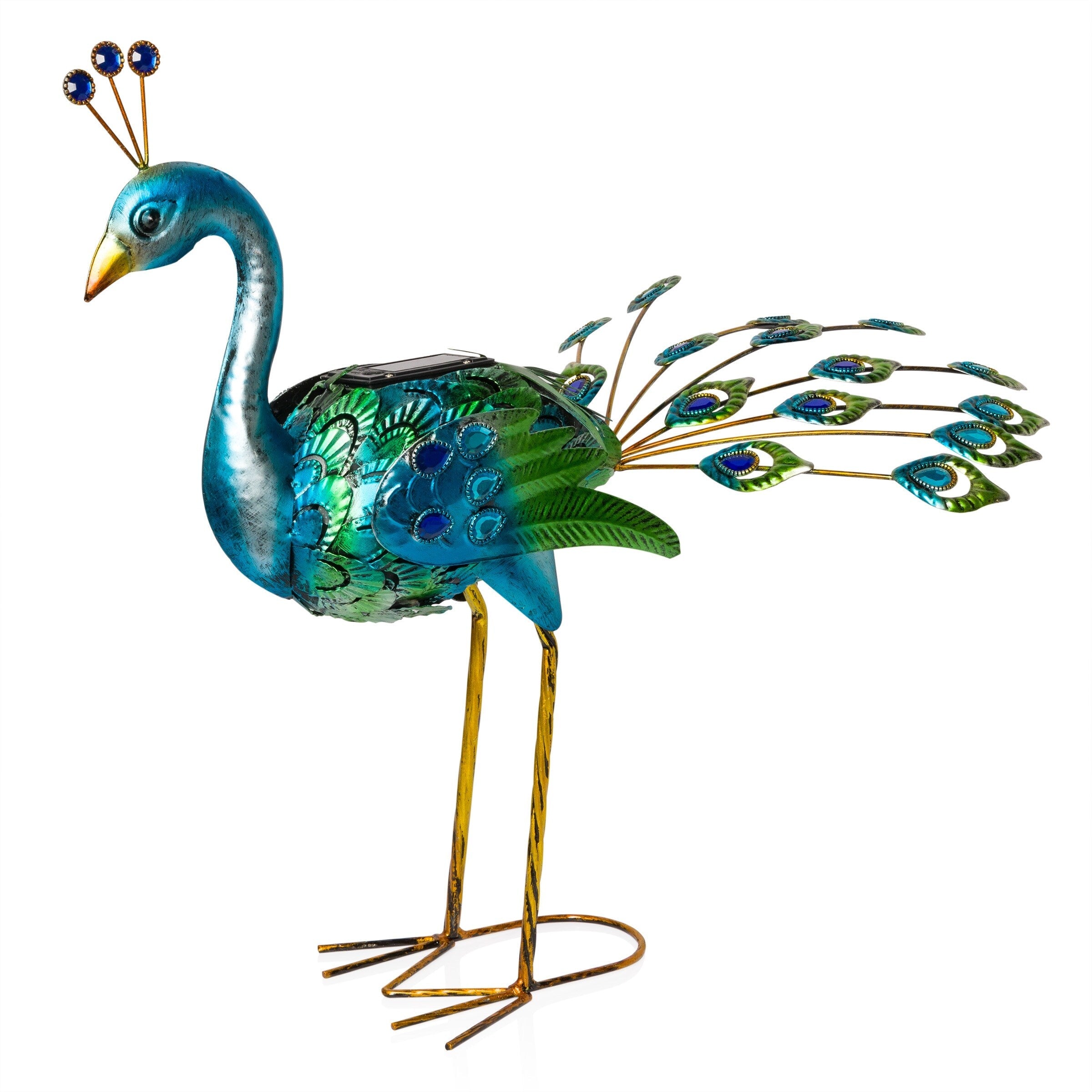 Statue de paon métallique d'extérieur de grande taille, multicolore, pour décoration de jardin