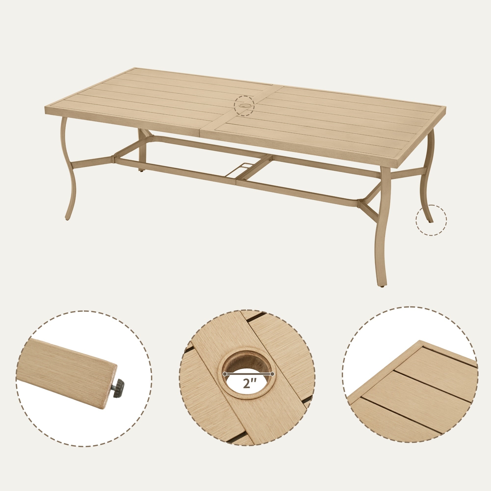 Ensemble de salle à manger de patio en aluminium EGEIROS LIFE AluLux 9 pièces avec coussins lavables