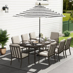 Ensemble de salle à manger de patio en aluminium EGEIROS LIFE AluLux 9 pièces avec coussins lavables