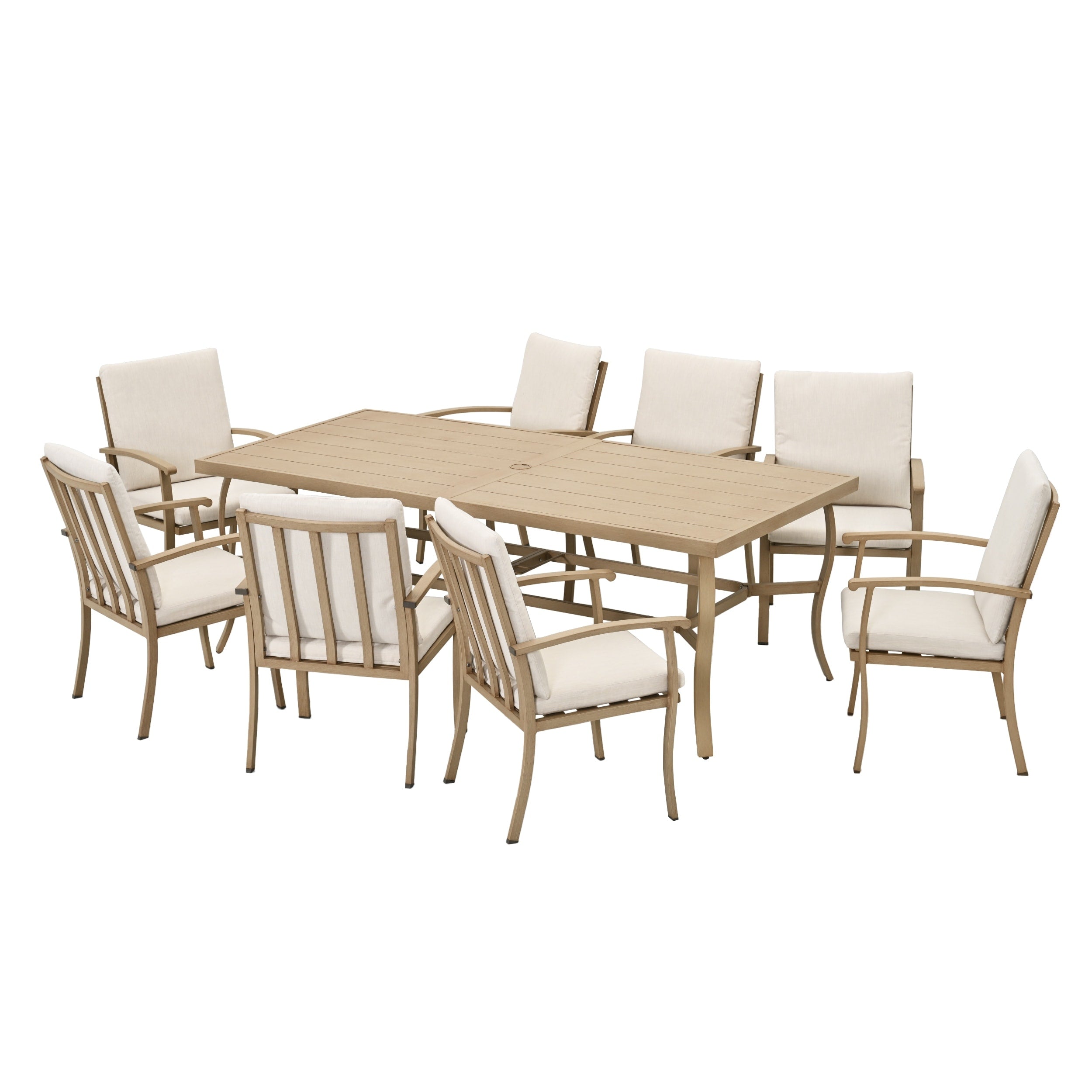 Ensemble de salle à manger de patio en aluminium EGEIROS LIFE AluLux 9 pièces avec coussins lavables
