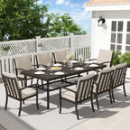 Ensemble de salle à manger de patio en aluminium EGEIROS LIFE AluLux 9 pièces avec coussins lavables