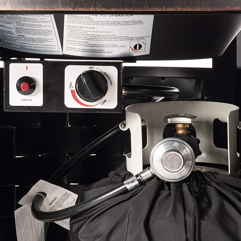 Ensemble de table à feu en aluminium de 44 po avec quatre chaises pivotantes et accessoires