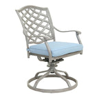 Ensemble de salle à manger rectangulaire en aluminium 7 pièces avec 6 chaises pivotantes à bascule