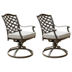 Ensemble de salle à manger rectangulaire en aluminium 7 pièces avec 6 chaises pivotantes à bascule