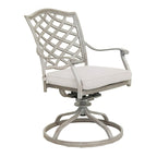 Ensemble de salle à manger rectangulaire en aluminium 7 pièces avec 6 chaises pivotantes à bascule