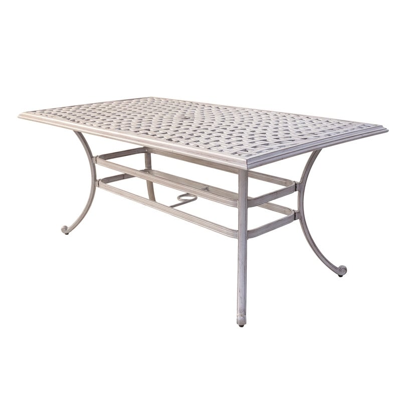 Ensemble de salle à manger rectangulaire en aluminium 7 pièces avec 6 chaises pivotantes à bascule