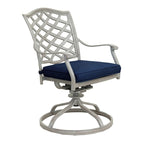 Ensemble de salle à manger rectangulaire en aluminium 7 pièces avec 6 chaises pivotantes à bascule