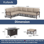 Ensemble de canapés d'angle en aluminium, ensemble de canapés d'extérieur pour patio avec accoudoirs et repose-pieds