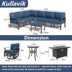 Ensemble de canapés d'angle en aluminium, ensemble de canapés d'extérieur pour patio avec accoudoirs et repose-pieds