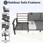 Ensemble de canapés d'angle en aluminium, ensemble de canapés d'extérieur pour patio avec accoudoirs et repose-pieds