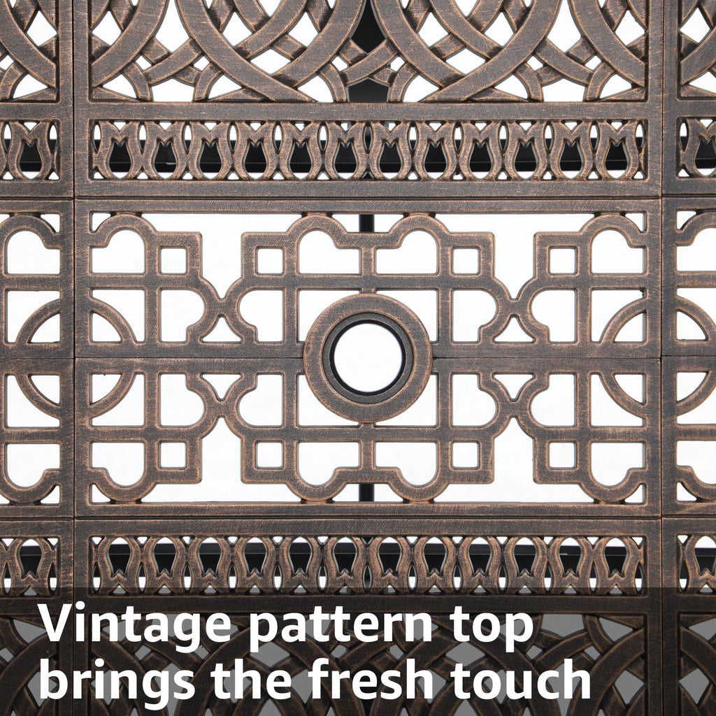 Ensemble de salle à manger rectangulaire d'extérieur en aluminium 9 pièces avec coussins et trou pour parasol