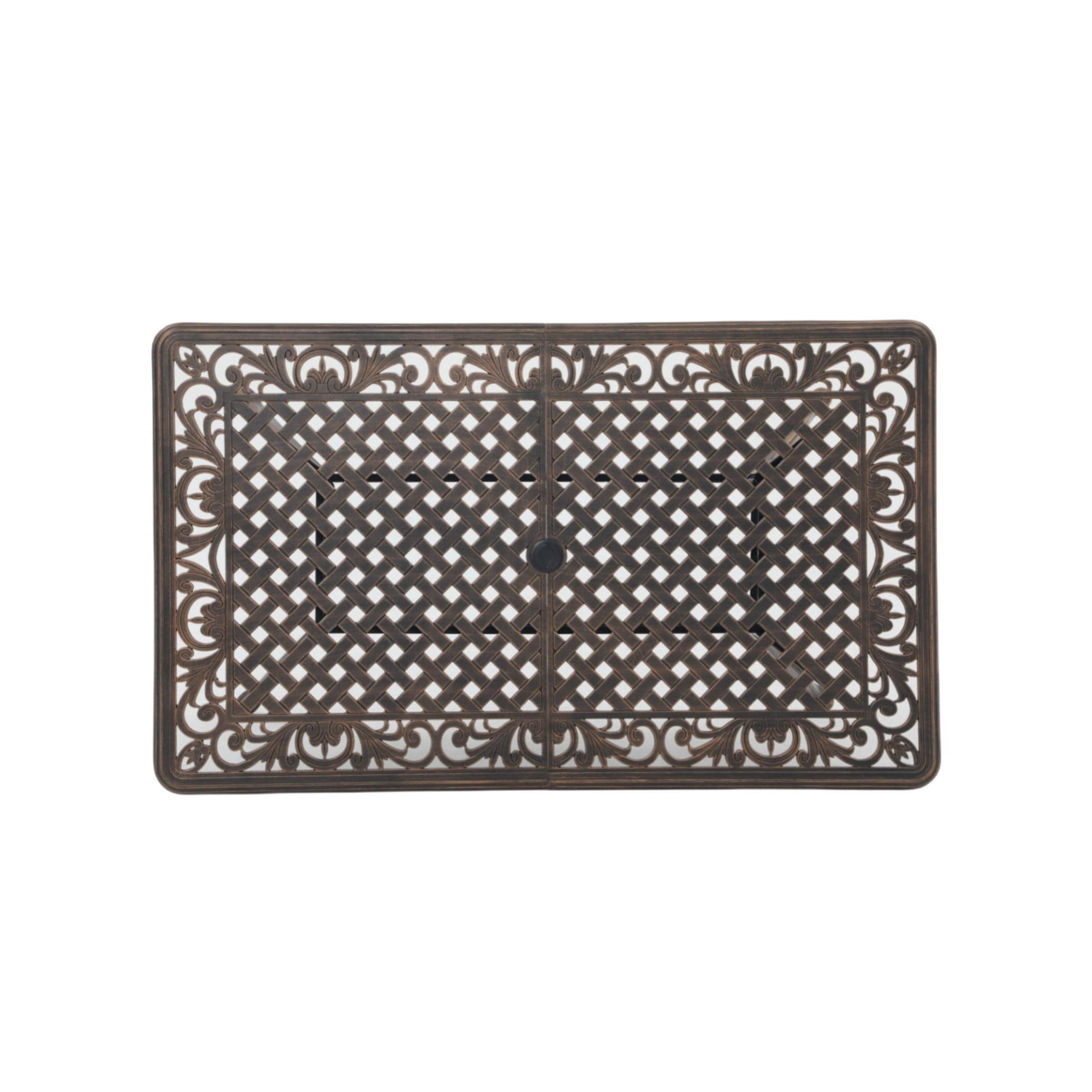 Ensemble de salle à manger rectangulaire d'extérieur en aluminium 9 pièces avec coussins et trou pour parasol