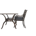 Ensemble de salle à manger rectangulaire d'extérieur en aluminium 9 pièces avec coussins et trou pour parasol