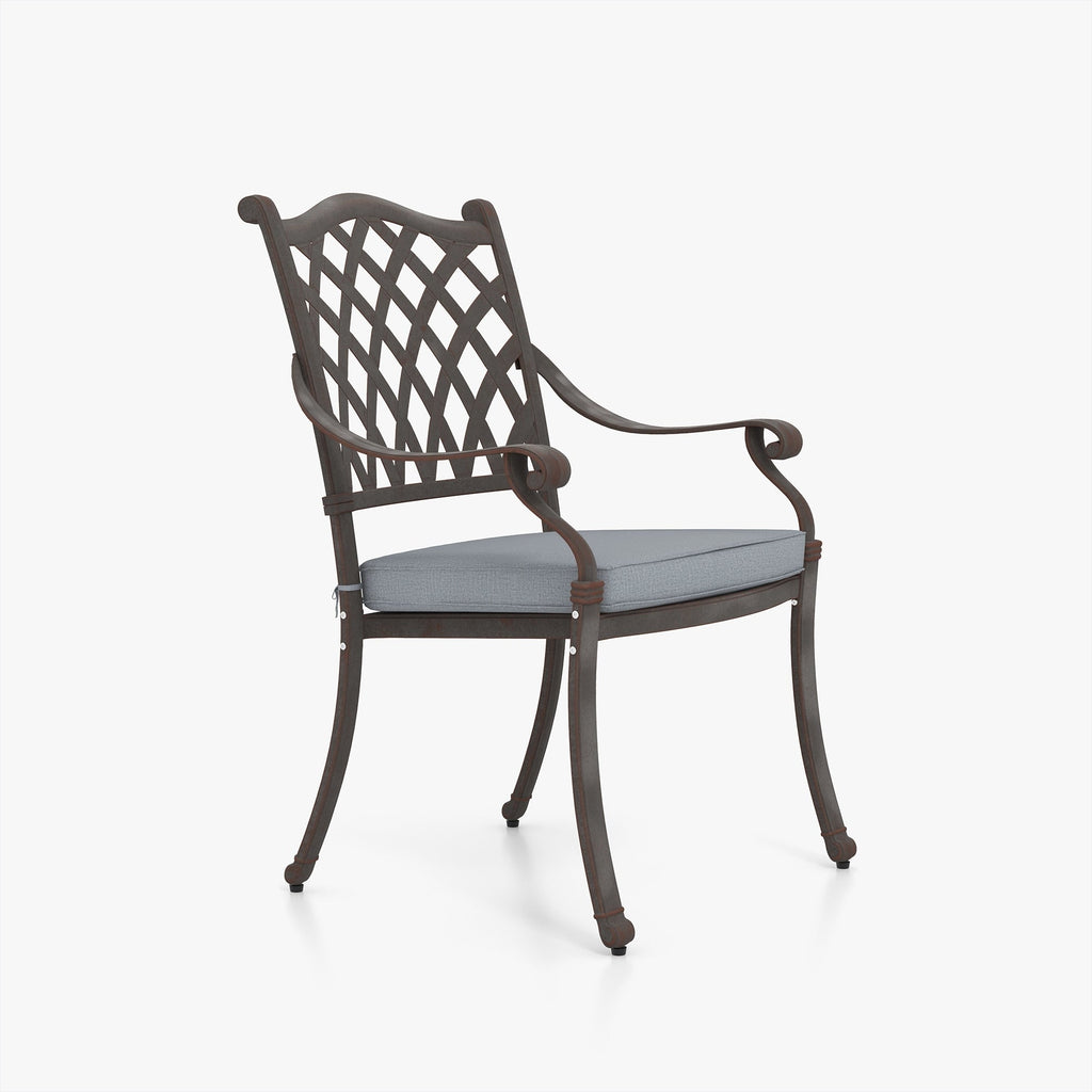 Ensemble de salle à manger rectangulaire d'extérieur en aluminium 9 pièces avec coussins et trou pour parasol