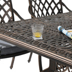 Ensemble de salle à manger rectangulaire d'extérieur en aluminium 9 pièces avec coussins et trou pour parasol