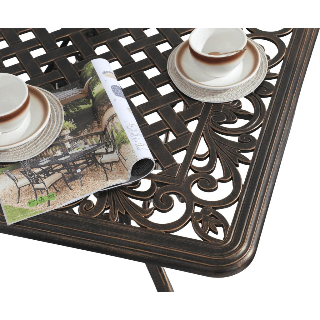 Ensemble de salle à manger rectangulaire d'extérieur en aluminium 9 pièces avec coussins et trou pour parasol