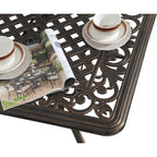 Ensemble de salle à manger rectangulaire d'extérieur en aluminium 9 pièces avec coussins et trou pour parasol