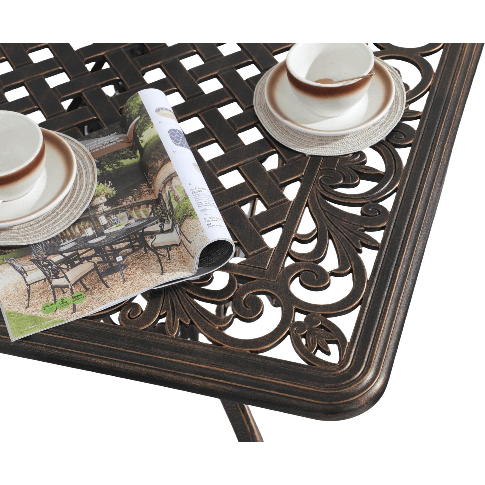 Ensemble de salle à manger rectangulaire d'extérieur en aluminium 9 pièces avec coussins et trou pour parasol