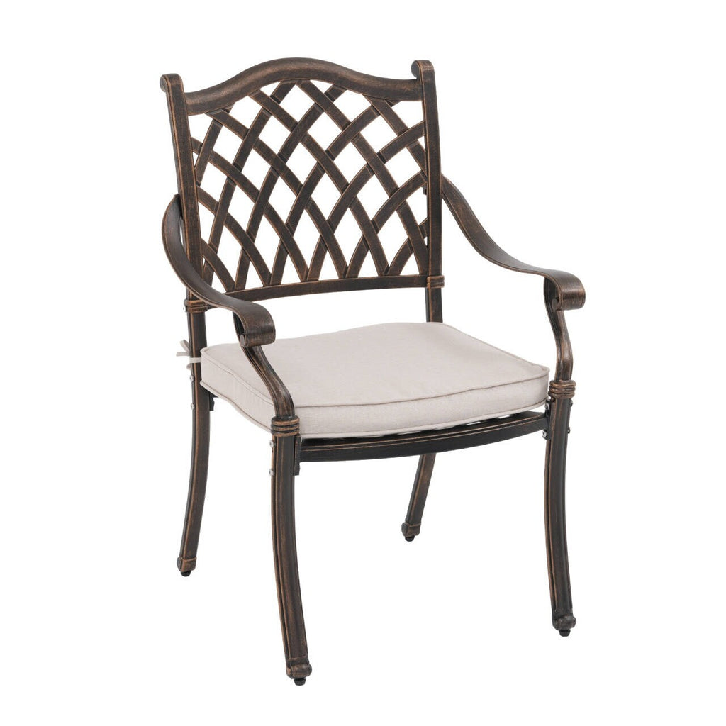 Ensemble de salle à manger rectangulaire d'extérieur en aluminium 9 pièces avec coussins et trou pour parasol