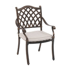 Ensemble de salle à manger rectangulaire d'extérieur en aluminium 9 pièces avec coussins et trou pour parasol