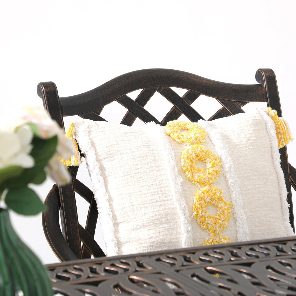 Ensemble de salle à manger rectangulaire d'extérieur en aluminium 9 pièces avec coussins et trou pour parasol