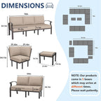 Ensemble de canapés d'angle en aluminium, ensemble de canapés d'extérieur pour patio avec accoudoirs et repose-pieds