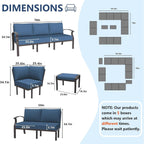 Ensemble de canapés d'angle en aluminium, ensemble de canapés d'extérieur pour patio avec accoudoirs et repose-pieds
