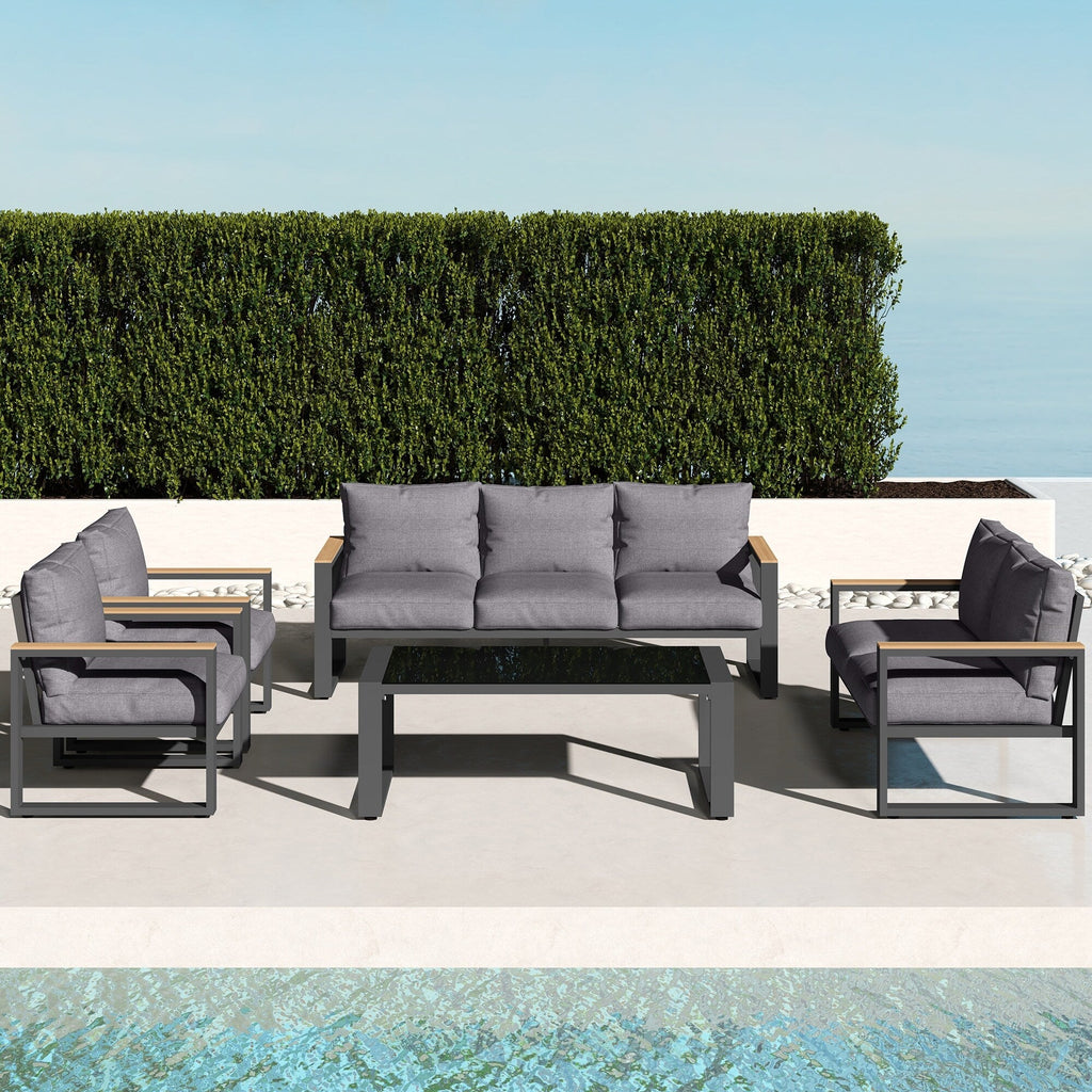 Ensemble de meubles de patio en aluminium 5 pièces avec table basse