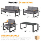 Ensemble de meubles de patio en aluminium 5 pièces avec table basse