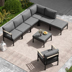 Ensemble de meubles de patio en aluminium 6/7/8 pièces Ensemble de conversation d'extérieur moderne Ensemble de canapé sectionnel