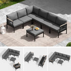 Ensemble de meubles de patio en aluminium 6/7/8 pièces Ensemble de conversation d'extérieur moderne Ensemble de canapé sectionnel