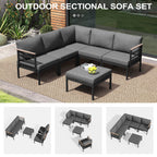 Ensemble de meubles de patio en aluminium 6/7/8 pièces Ensemble de conversation d'extérieur moderne Ensemble de canapé sectionnel