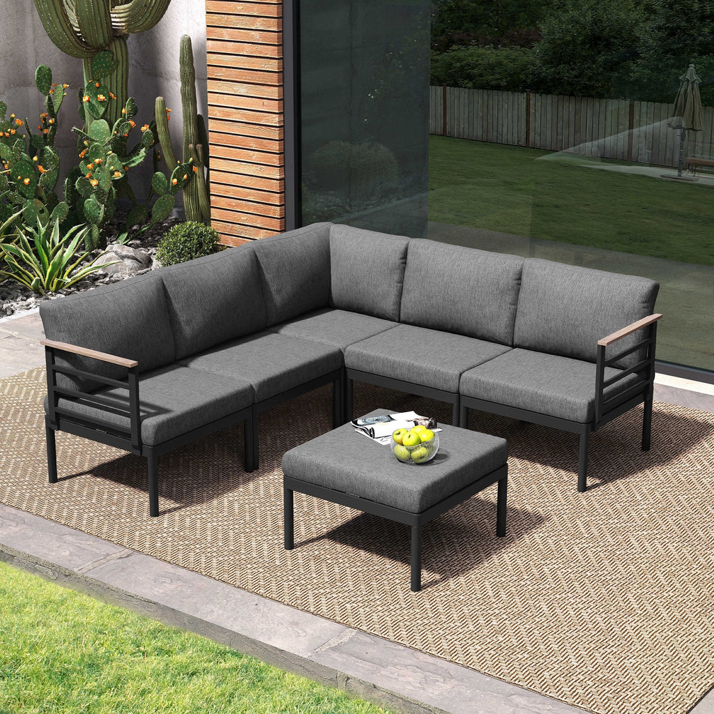 Ensemble de meubles de patio en aluminium 6/7/8 pièces Ensemble de conversation d'extérieur moderne Ensemble de canapé sectionnel