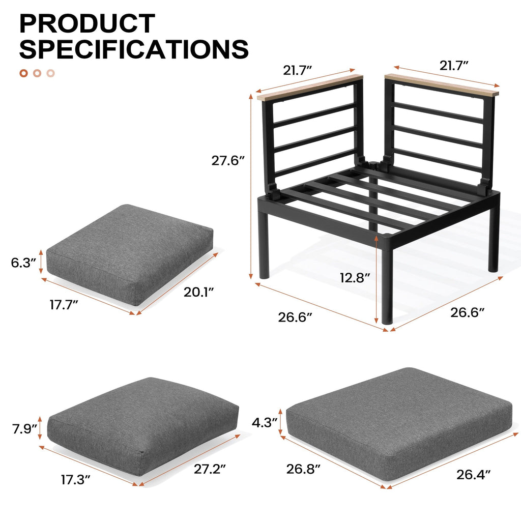 Ensemble de meubles de patio en aluminium 6/7/8 pièces Ensemble de conversation d'extérieur moderne Ensemble de canapé sectionnel