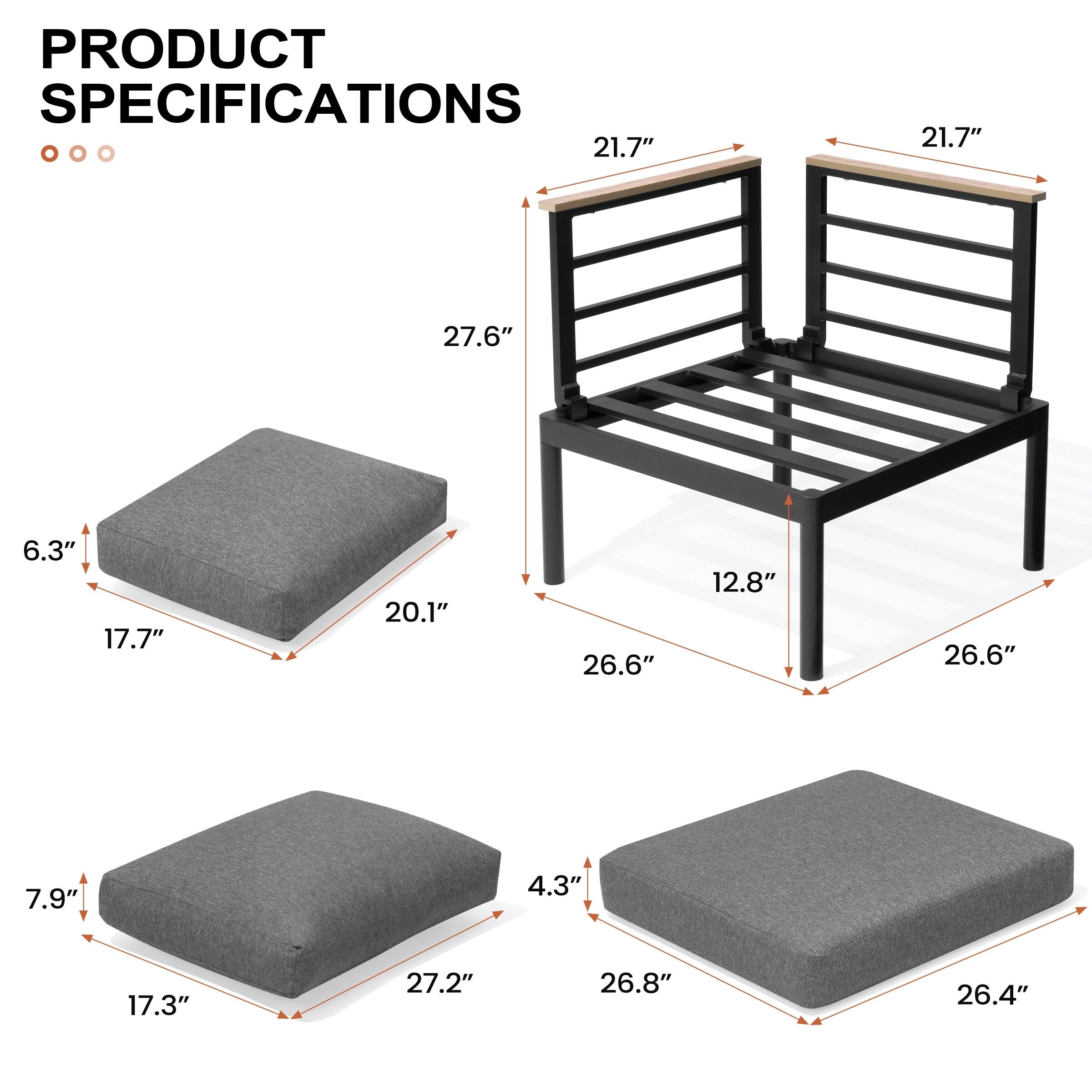 Ensemble de meubles de patio en aluminium 6/7/8 pièces Ensemble de conversation d'extérieur moderne Ensemble de canapé sectionnel