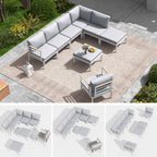 Ensemble de meubles de patio en aluminium 6/7/8 pièces Ensemble de conversation d'extérieur moderne Ensemble de canapé sectionnel